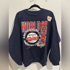 1991 World Series Twins Tultex SuperWeight Navy Sweatshirt